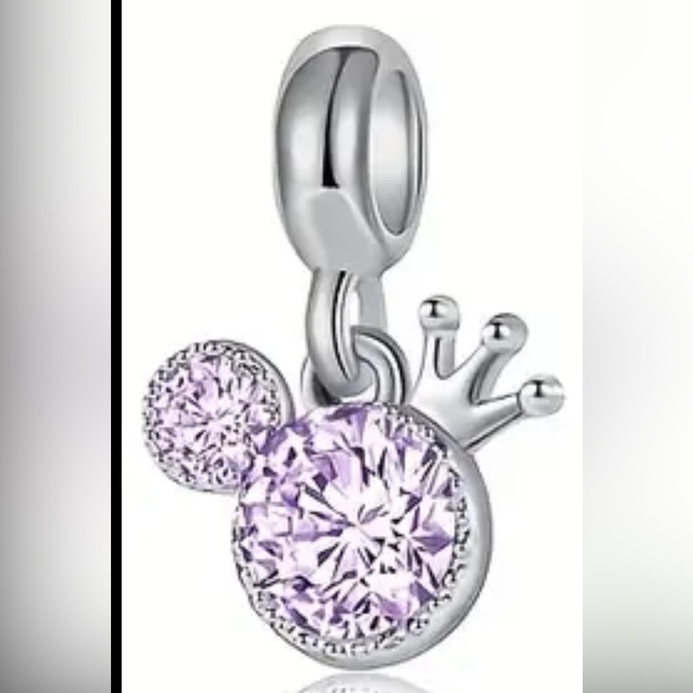 Purple Mickey & Crown Bracelet Charm-NEW